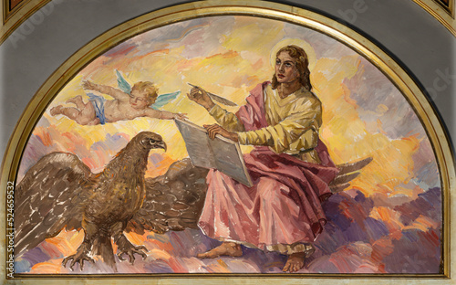 VALENCIA, SPAIN - FEBRUARY 17, 2022: The painting St. john the Evangelist in ...