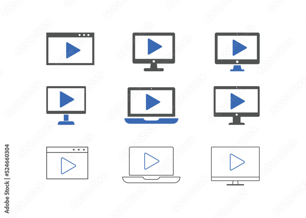 Video play icons on computer. video icon symbol
Video play icons on computer. video icon symbol