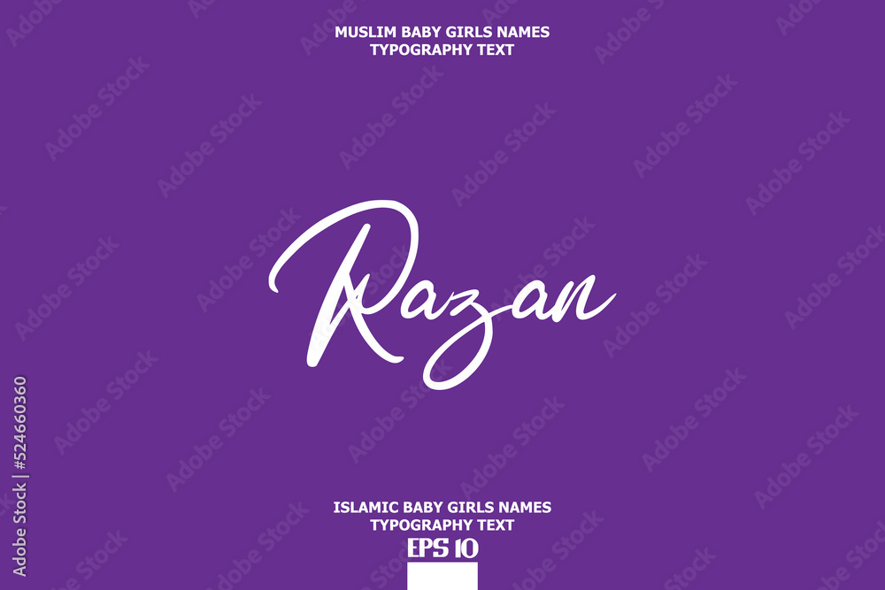 Arabic Girl Name Razan Text Lettering Vector Sign