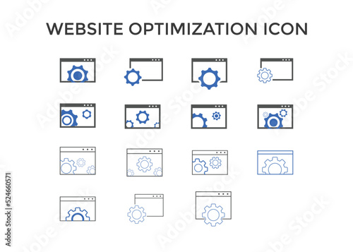 Set of website optimization icons. website page development symbol icon. Concept for SEO and web design. colorful  © creativeKawsar