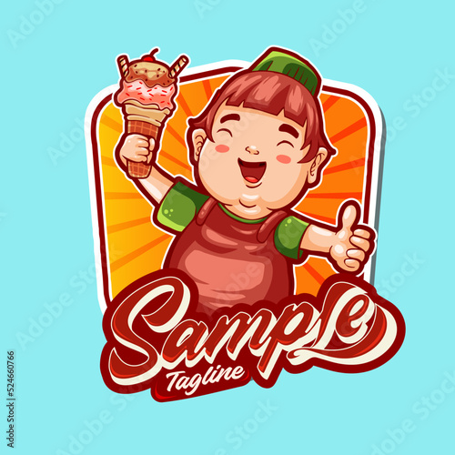 funny character illustration ice cream