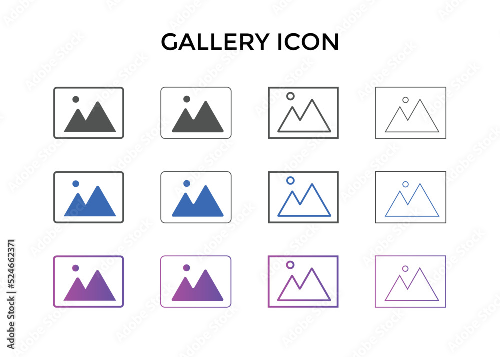 custom made wallpaper toronto digitalSet of gallery icon Vector illustration. Picture, Camera icon
