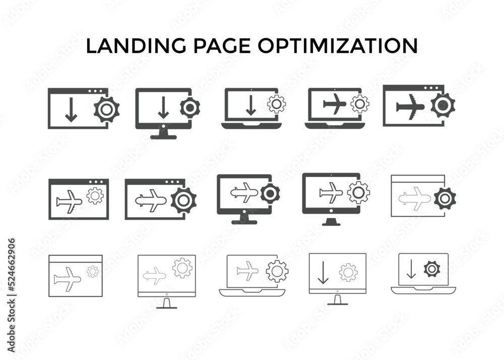 Set of landing page icons. Used for SEO or websites.
