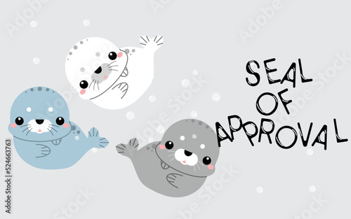 Cartoon seal of approval. Vector illustration. 