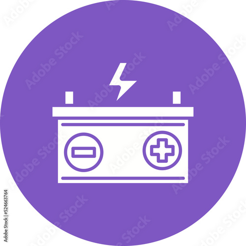 Battery Glyph Circle Background Icon