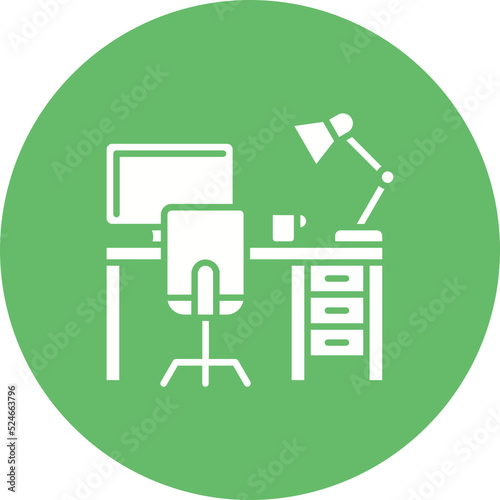 Work Table Glyph Circle Background Icon