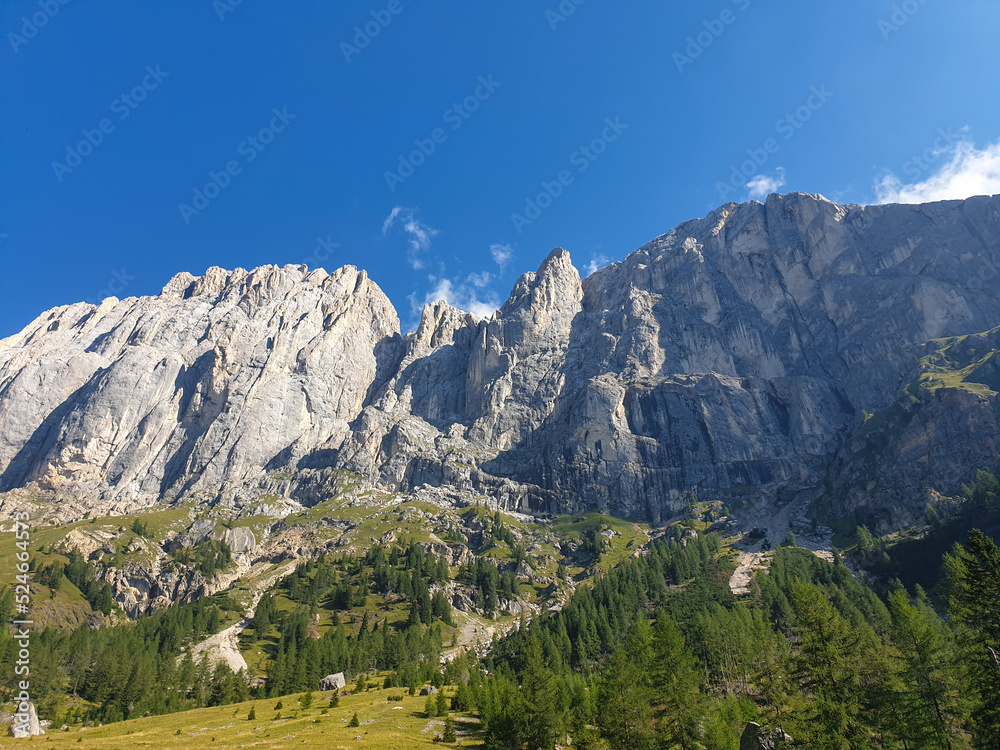 Fototapeta premium landscape in summer, Marmolada Mountain, Dolomites Alps, Italy 