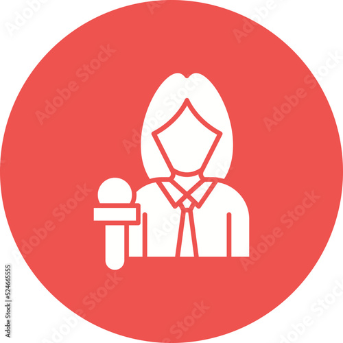News Anchor Glyph Circle Background Icon