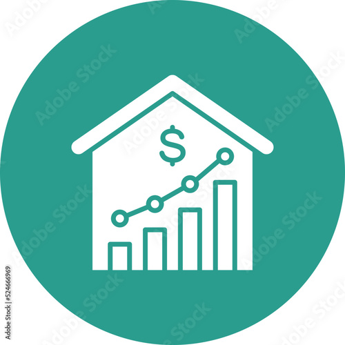 House Price Increase Glyph Circle Background Icon