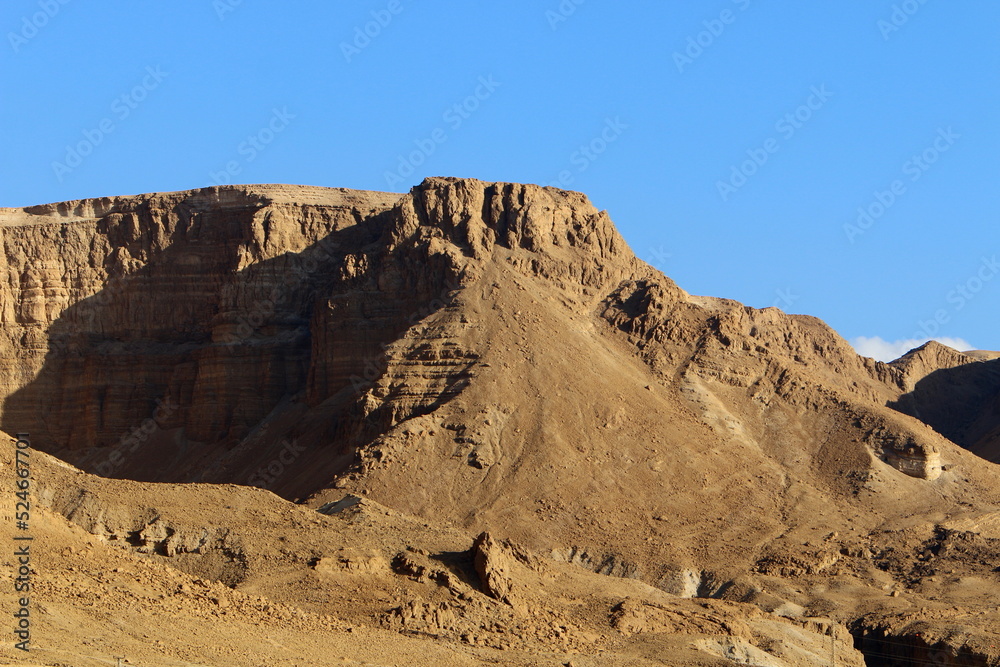 Mountains and rocks in the Judean Desert in the territory of Israel.