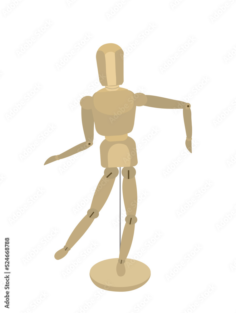Flat wooden drawing mannequin that dancing isolated on white background. Flat wooden drawing mannequin that dancing isolated on white background.