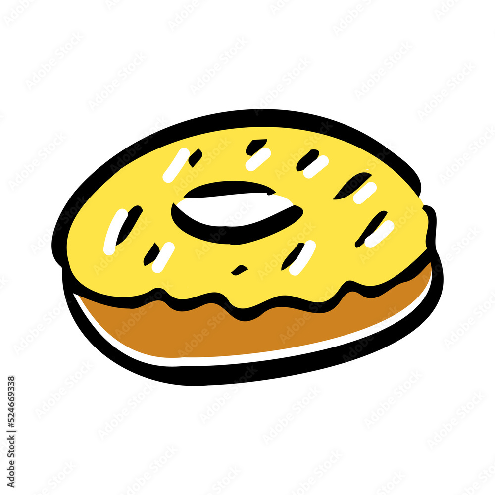 Cute cartoon donut. Isolated flat product. Bagel with pink icing and sprinkles. Donut or bagel icon. Bakery symbol, delicious appetizing pastries. Logo concept. Vector design on a white background. Cute cartoon donut. Isolated flat product. Bagel with pink icing and sprinkles. Donut or bagel icon. Bakery symbol, delicious appetizing pastries. Logo concept. Vector design on a white background.