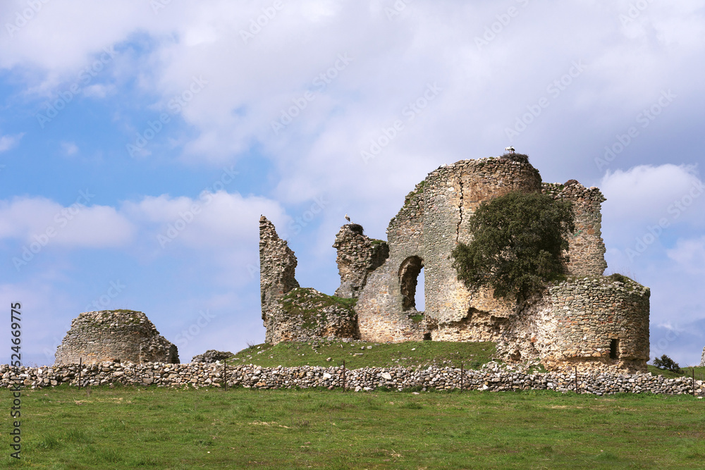 Old ruined medieval castle in spain in a sunny day in spring