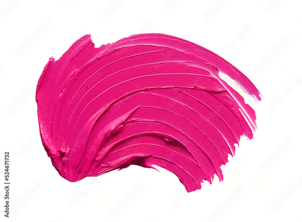 Pink makeup smear of lip gloss isolated on white background. Pink creamy lipstick smear isolated on white background. Pink makeup smear of lip gloss isolated on white background. Pink creamy lipstick smear isolated on white background.