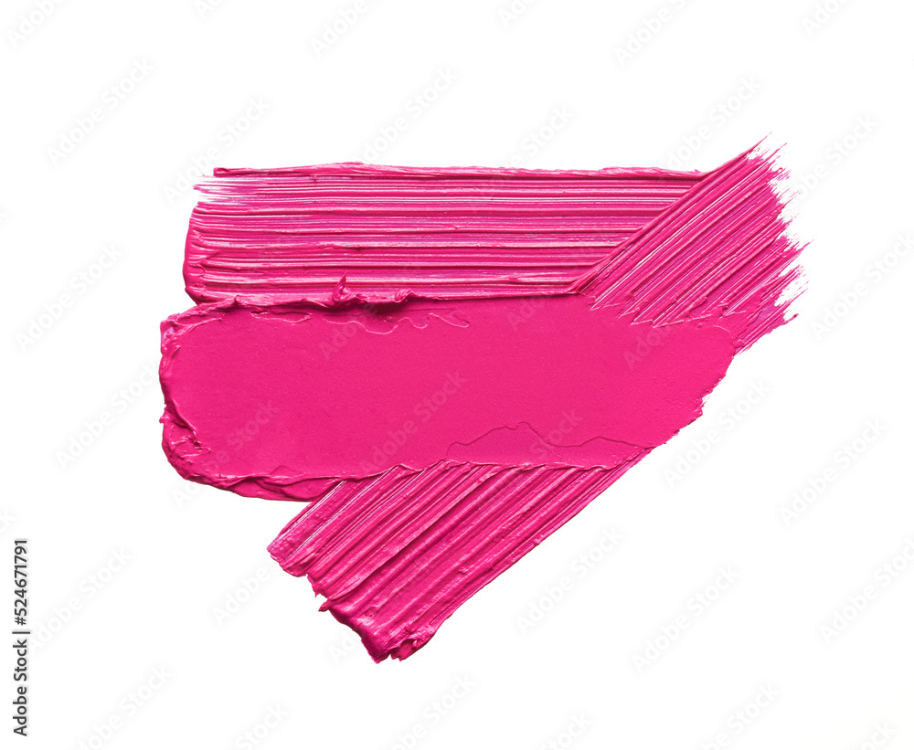 Pink makeup smear of lip gloss isolated on white background. Pink creamy lipstick smear isolated on white background. Pink makeup smear of lip gloss isolated on white background. Pink creamy lipstick smear isolated on white background.
