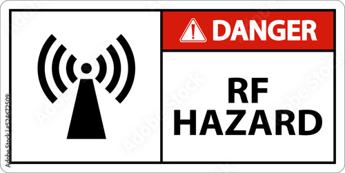 Danger RF Hazard Sign On White Background
