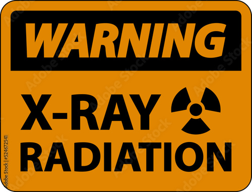 Warning X-Ray Radiation Sign On White Background