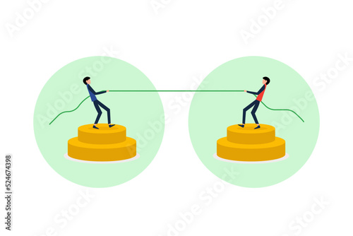 Fotografija ILLUSTRATION OF PEOPLE PULLING ROPE AS A SYMBOL OF BUSINESS COMPETITION