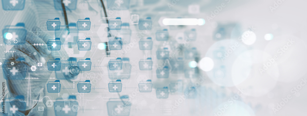 Medicine doctor using modern computer diagnose virtual electronic ...