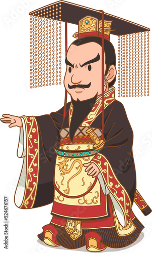 Cartoon Character of Chinese Emperor, Qin Shi Huang.	 photo