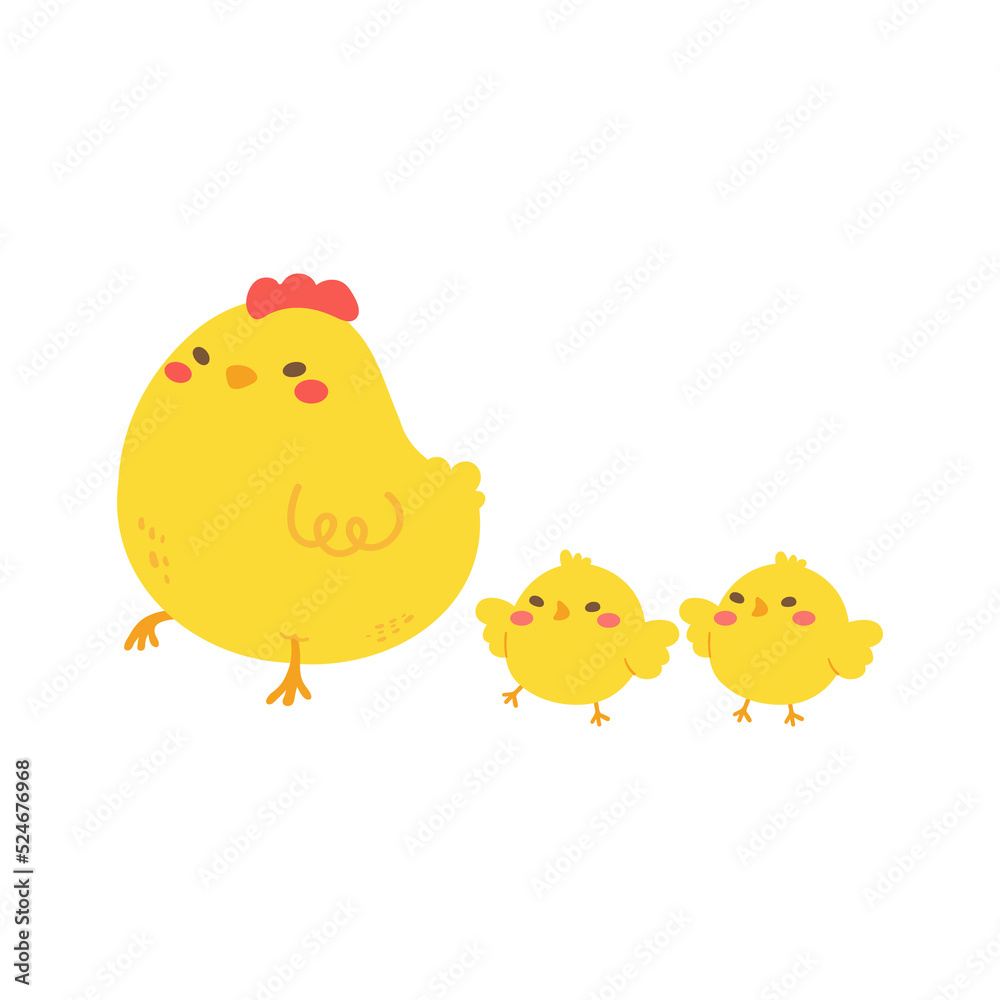 cartoon little chick Hatched eggs on Easter. decorate greeting cards for children