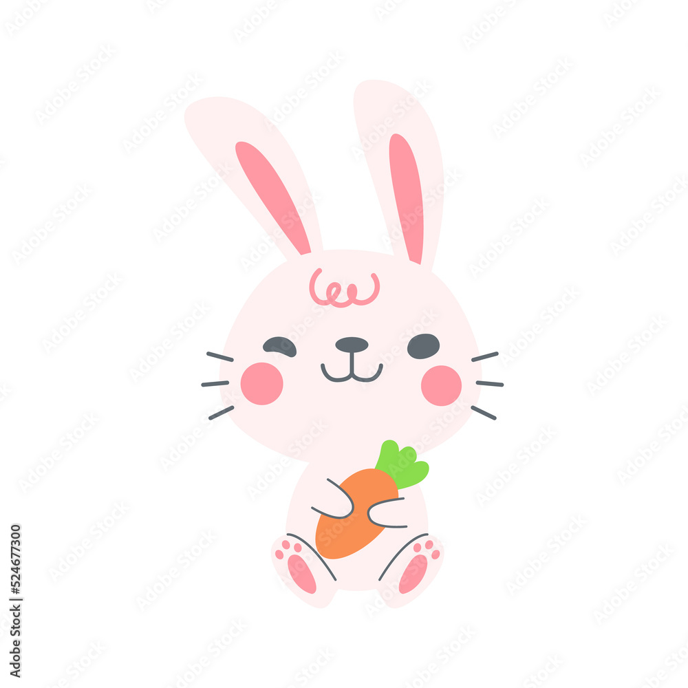 A little rabbit emerges from the hole. cartoon decorative card for children A little rabbit emerges from the hole. cartoon decorative card for children