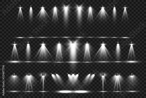 White scene on with spotlights. Vector illustration.	
