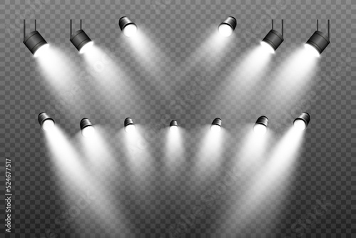 White scene on with spotlights. Vector illustration.	
