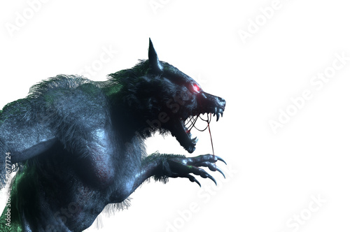 Canvas Print a werewolf on Halloween on white background 3D render