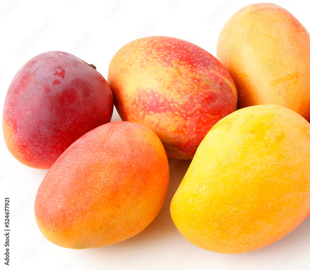 Mango colorful ripe raw fruit on a white background Mango colorful ripe raw fruit on a white background