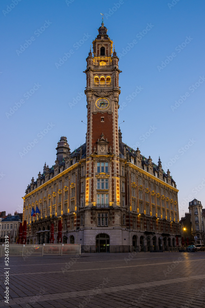 Lille, sunrise over the belfry, French flanders