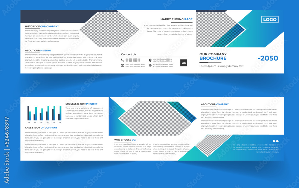 Landscape trifold business brochure design template Landscape trifold business brochure design template
