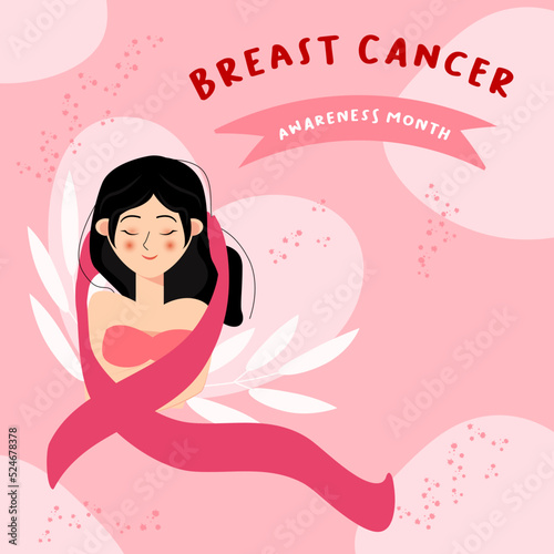 vector illustration of breast cancer awareness month concept