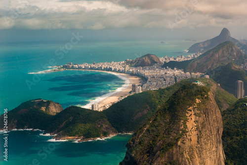 Aerial View of Rio de Janeiro With Sugarloaf Mountain and Copacabana Beach