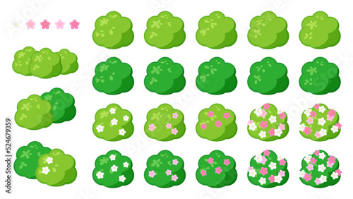かわいい低木_つつじのイラスト素材セット