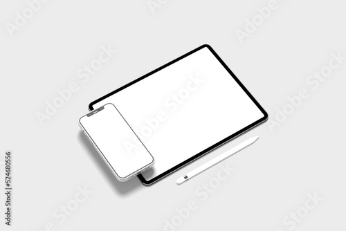 Realistic smartphone and tablet mockup for user experience presentation. Stylish concept design for websites, applications and landing pages.