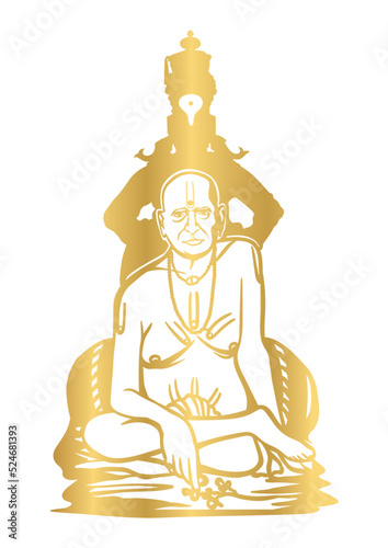 Illustration of Swami Samartha Maharaj collaborated with Lord Vitthal  photo