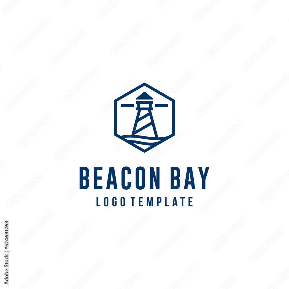 LightHouse Secure Beach Geomatric Simple Logo Vector LightHouse Secure Beach Geomatric Simple Logo Vector