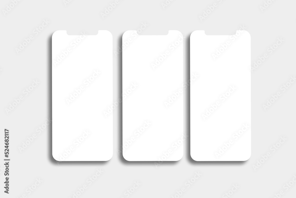 various screens mockup with copy space in 3D rendering. App interface, ux ui, and web design presentation concept