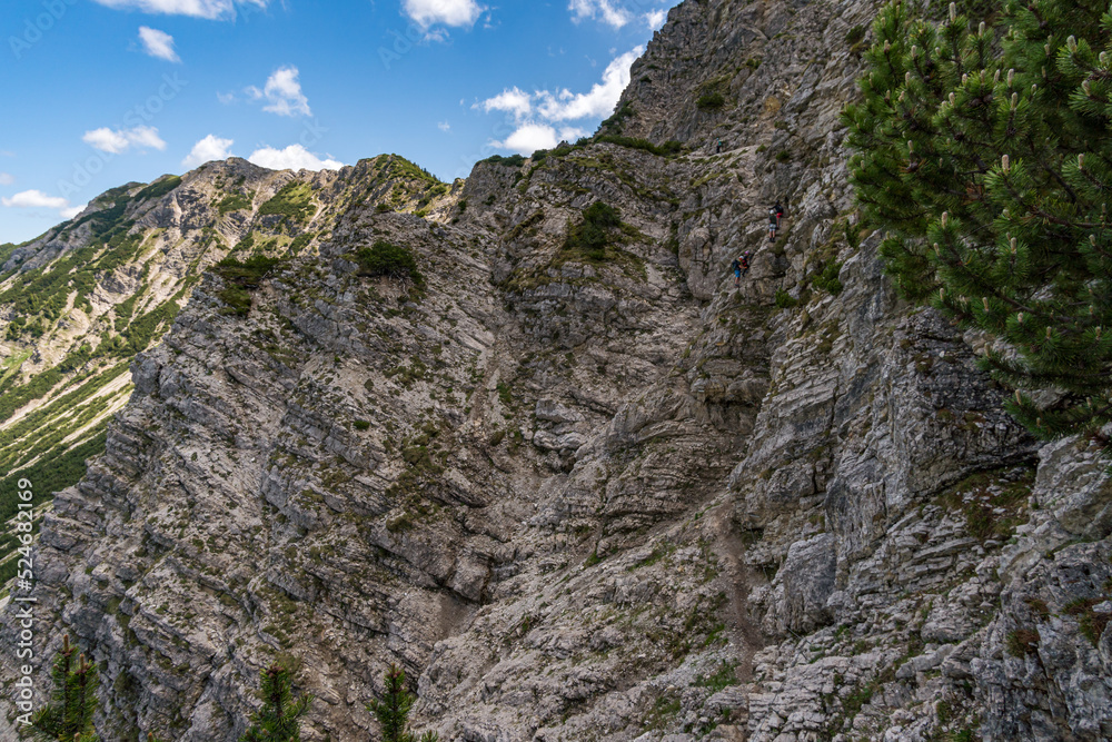 Climbing the Edelrid Via Ferrata near Oberjoch Bad Hindelang in the Allgau Mountains Climbing the Edelrid Via Ferrata near Oberjoch Bad Hindelang in the Allgau Mountains