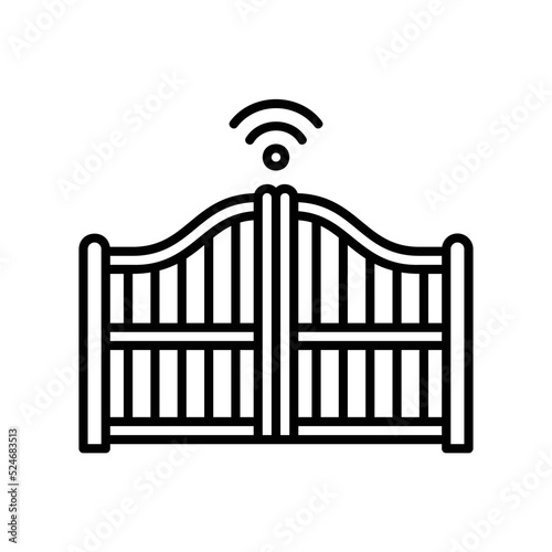 Smart gate icon in black outline style