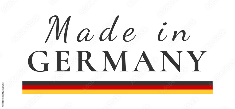 made in germany sign vector design. product emblem. handwritten flag ribbon typography lettering logo label banner