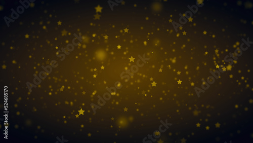 Abstract Dark Golden Brown Blurry Focus Sparkle Star Shape Particles Flying Background