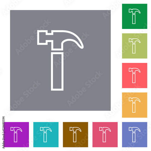 Hammer outline square flat icons