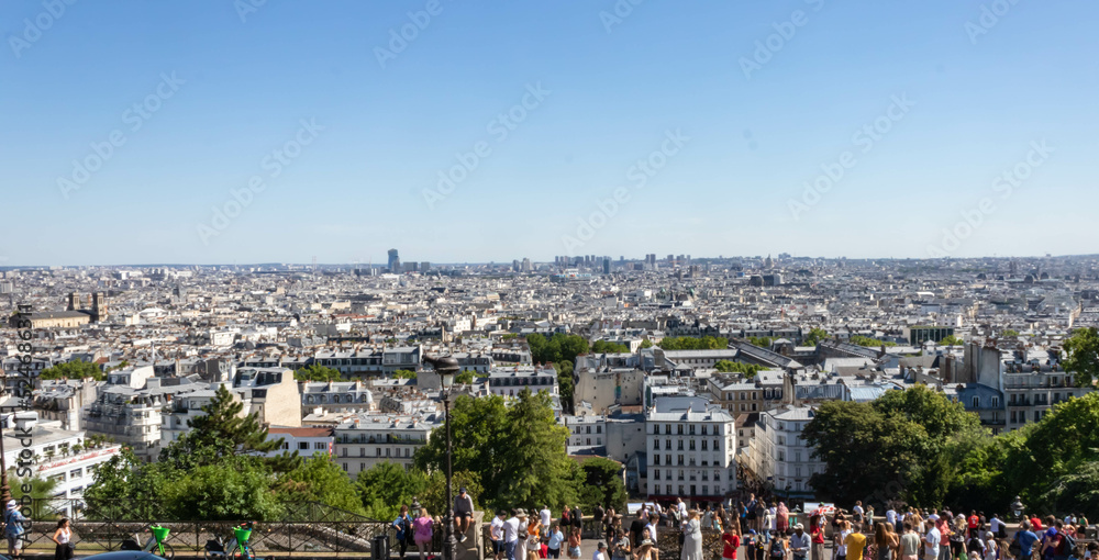 Pamanoramic view of Paris from Montmartre Butte