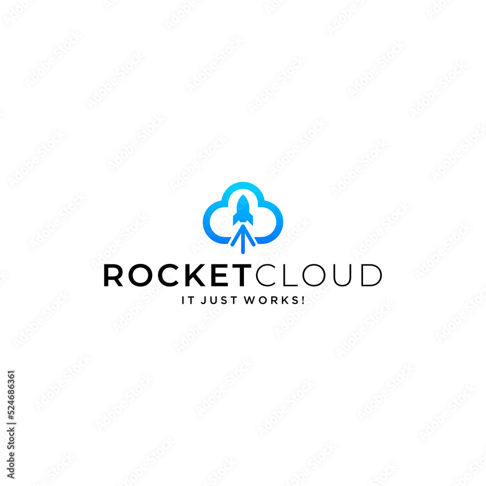 Cloud With Rocket Logo Technology Modern Simple Cloud With Rocket Logo Technology Modern Simple