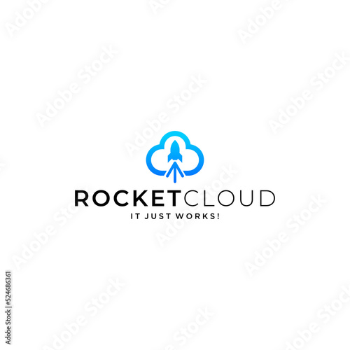 Cloud With Rocket Logo Technology Modern Simple