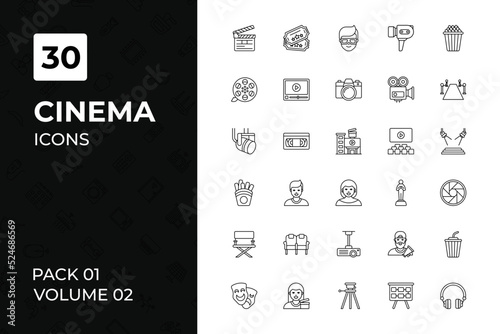 Cinema icons collection. Set contains such Icons as 3d, camera, chair, and more