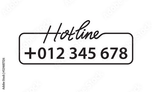 hotline vector icon for telephone service in line lettering style. vector illustration