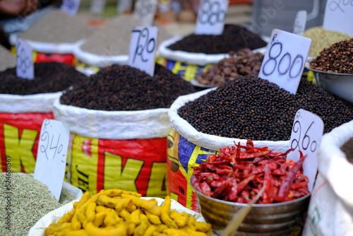Close Up Shot of Spices in Delhi Market.
